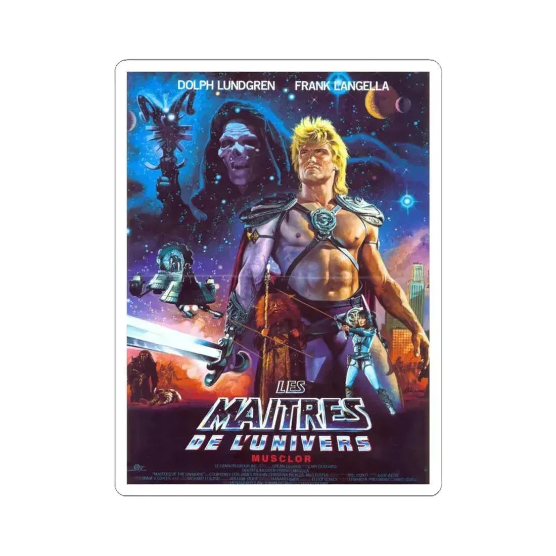 MASTERS OF THE UNIVERSE 1987 Movie Poster - STICKER Vinyl Kiss-Cut Decal 4 Inch White - The Sticker Space