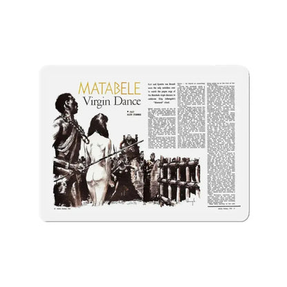 Matabele Virgin Dance, Adam magazine, October 1963 (Magazine Illustration) Refrigerator Magnet 3 Inch - The Sticker Space
