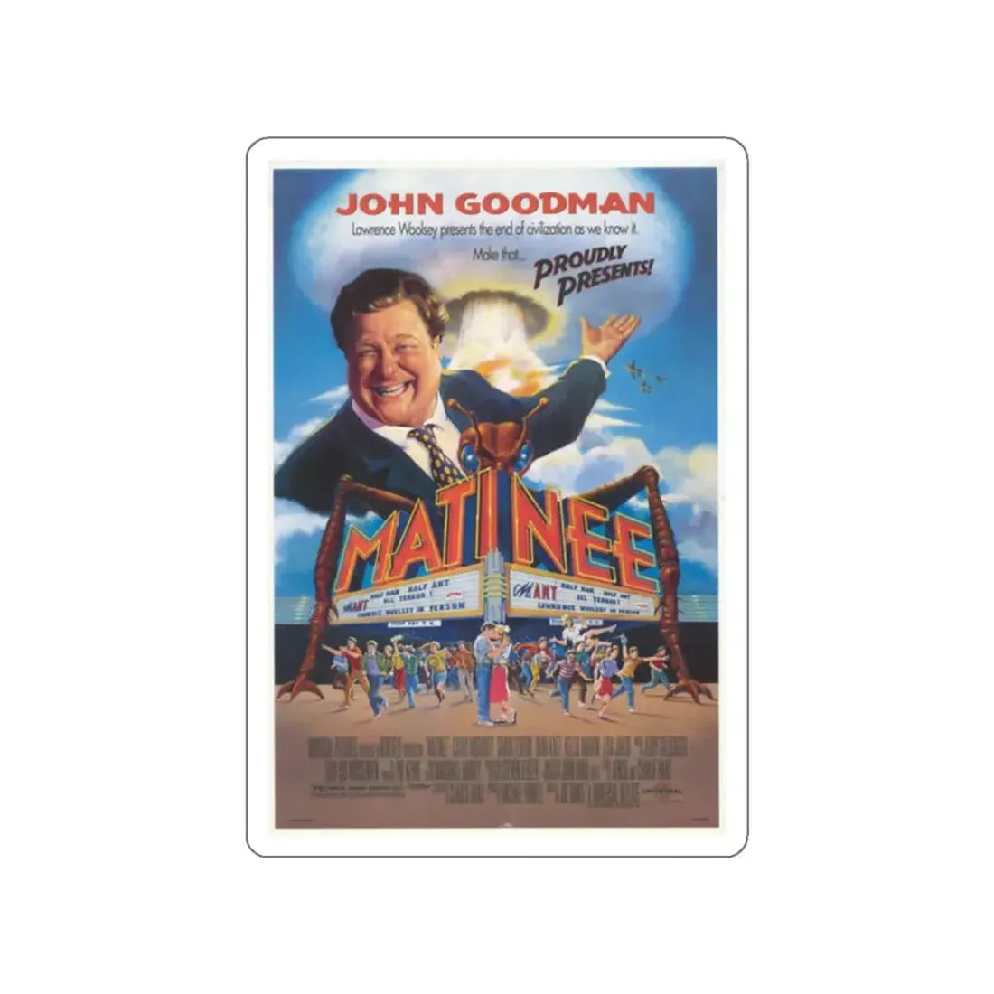 MATINEE 1993 Movie Poster STICKER Vinyl Die-Cut Decal 2 Inch - The Sticker Space