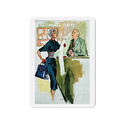 Matrimonial Bureau, Esquire Illustration, 1954 (Magazine Illustration) Refrigerator Magnet 2 Inch - The Sticker Space