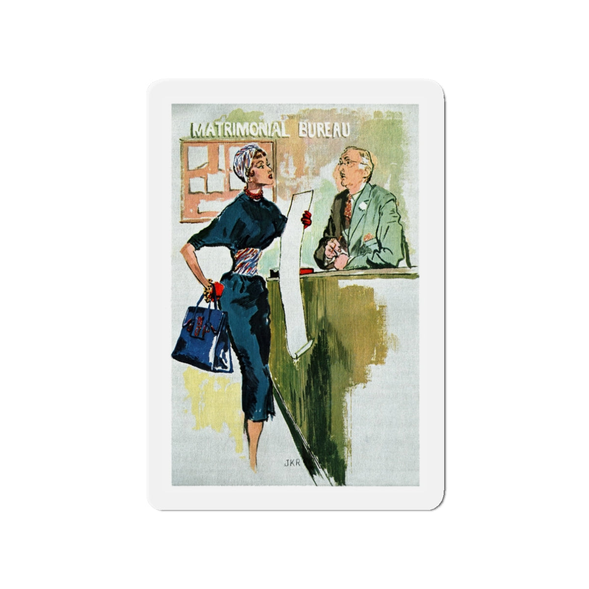 Matrimonial Bureau, Esquire Illustration, 1954 (Magazine Illustration) Refrigerator Magnet-3" x 3"-The Sticker Space