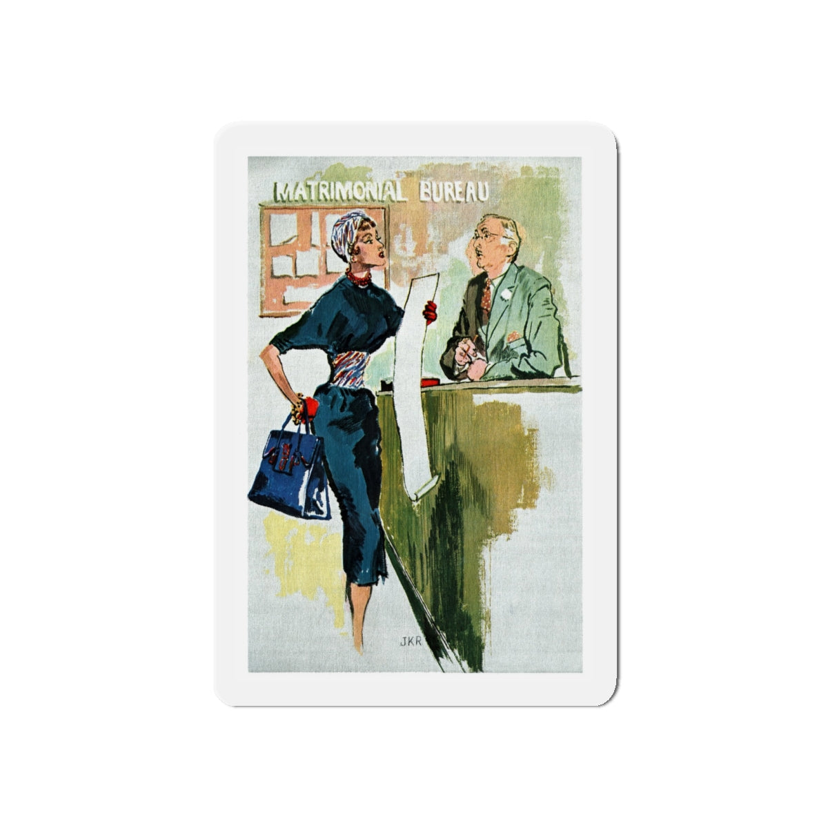 Matrimonial Bureau, Esquire Illustration, 1954 (Magazine Illustration) Refrigerator Magnet-5" x 5"-The Sticker Space