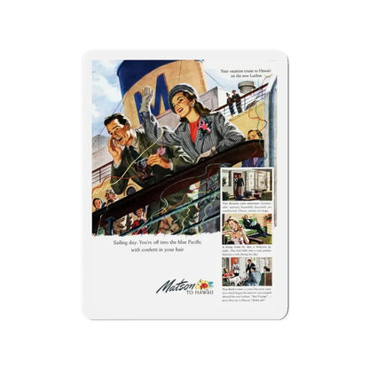 Matson Lines ad, Cosmopolitan, September 1948 (Magazine Illustration) Refrigerator Magnet 3 Inch - The Sticker Space