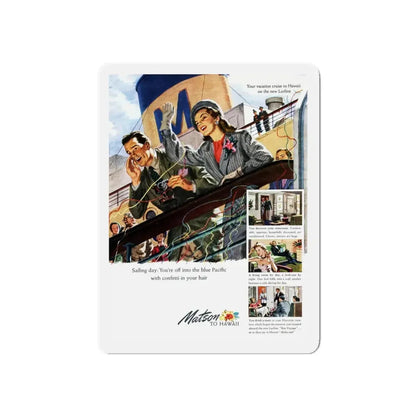 Matson Lines ad, Cosmopolitan, September 1948 (Magazine Illustration) Refrigerator Magnet 6 Inch - The Sticker Space