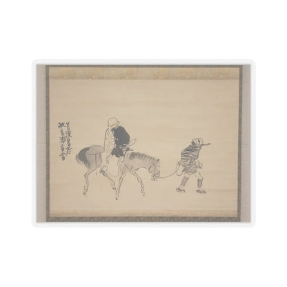 Matsumura Goshun - Monk Renshō Riding His Horse Backwards - after 1782, ca. 1784 v1 - STICKER Vinyl Kiss-Cut Decal