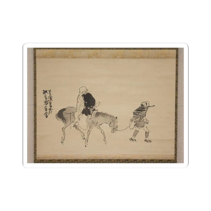 Matsumura Goshun - Monk Renshō Riding His Horse Backwards - after 1782, ca. 1784 v1 - STICKER Vinyl Kiss-Cut Decal