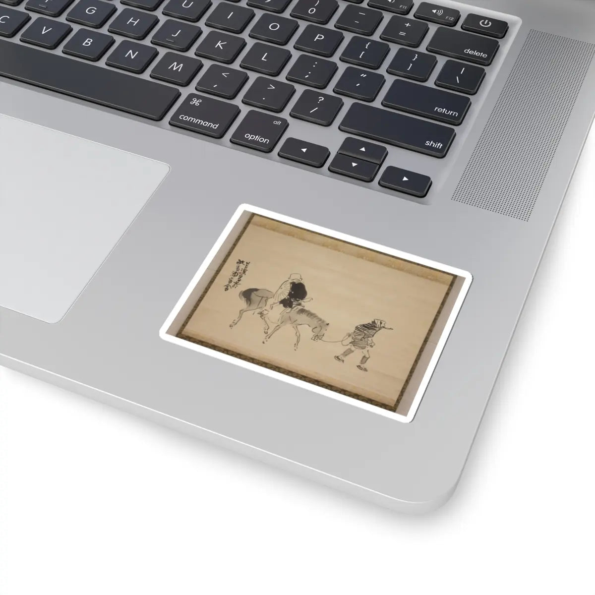 Matsumura Goshun - Monk Renshō Riding His Horse Backwards - after 1782, ca. 1784 v1 - STICKER Vinyl Kiss-Cut Decal