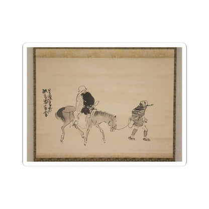 Matsumura Goshun - Monk Renshō Riding His Horse Backwards - after 1782, ca. 1784 v1 - STICKER Vinyl Kiss-Cut Decal