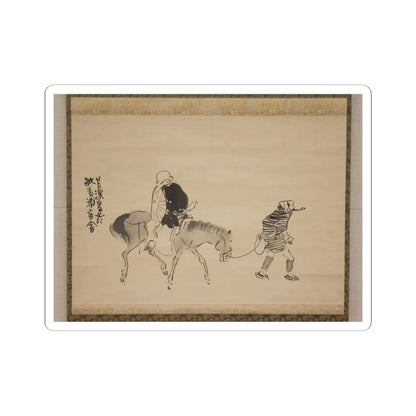 Matsumura Goshun - Monk Renshō Riding His Horse Backwards - after 1782, ca. 1784 v1 - STICKER Vinyl Kiss-Cut Decal