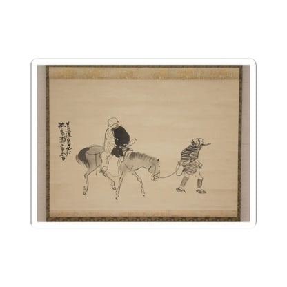 Matsumura Goshun - Monk Renshō Riding His Horse Backwards - after 1782, ca. 1784 v1 - STICKER Vinyl Kiss-Cut Decal