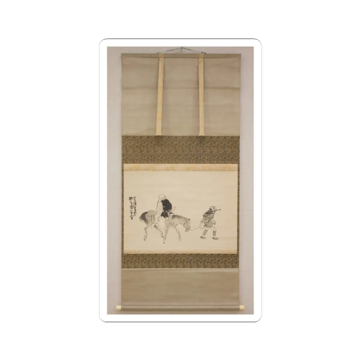 Matsumura Goshun - Monk Renshō Riding His Horse Backwards - after 1782, ca. 1784 v3 - STICKER Vinyl Kiss-Cut Decal