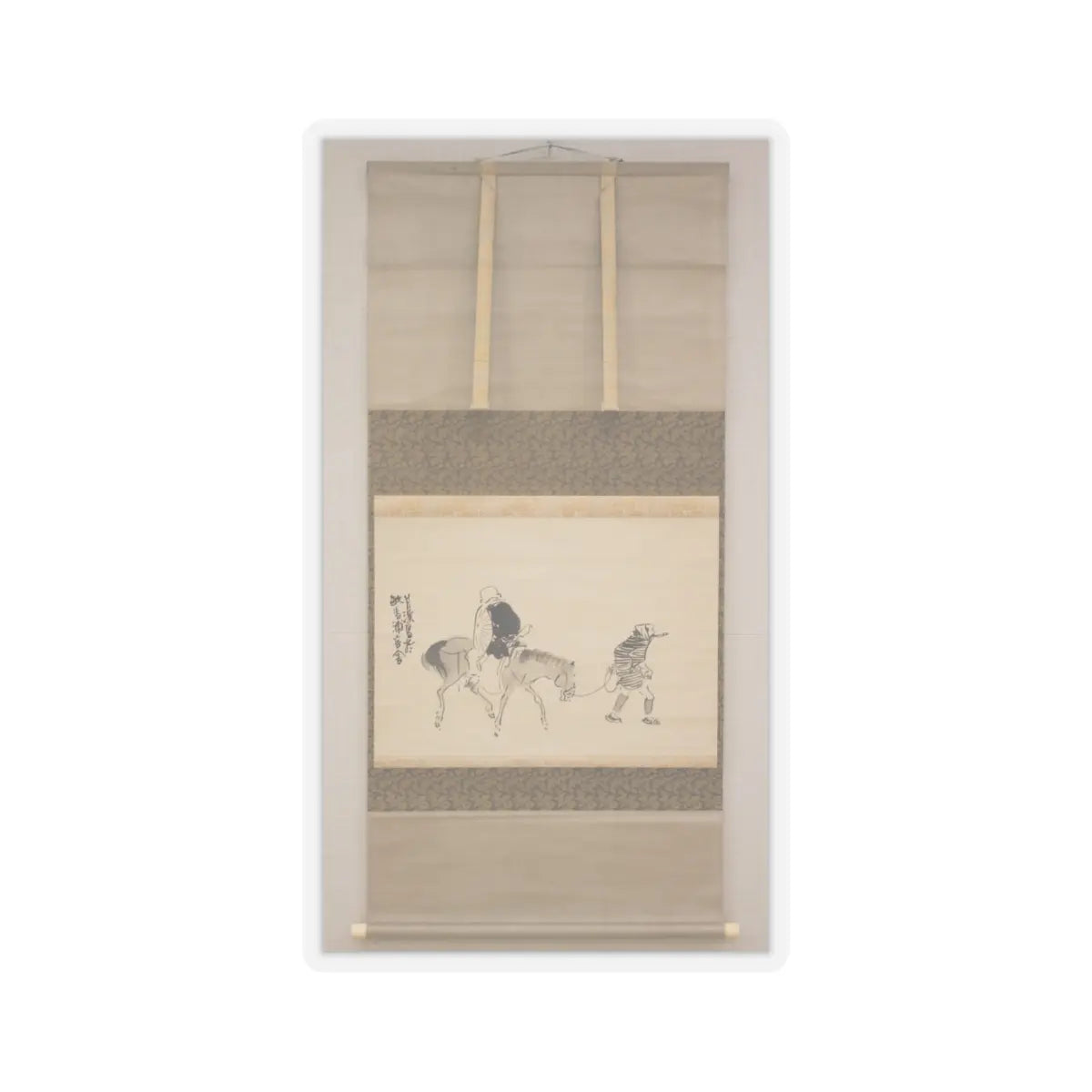 Matsumura Goshun - Monk Renshō Riding His Horse Backwards - after 1782, ca. 1784 v3 - STICKER Vinyl Kiss-Cut Decal