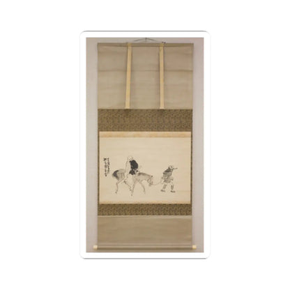 Matsumura Goshun - Monk Renshō Riding His Horse Backwards - after 1782, ca. 1784 v3 - STICKER Vinyl Kiss-Cut Decal