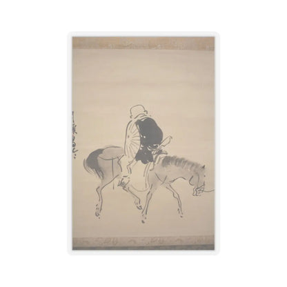 Matsumura Goshun - Monk Renshō Riding His Horse Backwards - after 1782, ca. 1784 v6 - STICKER Vinyl Kiss-Cut Decal