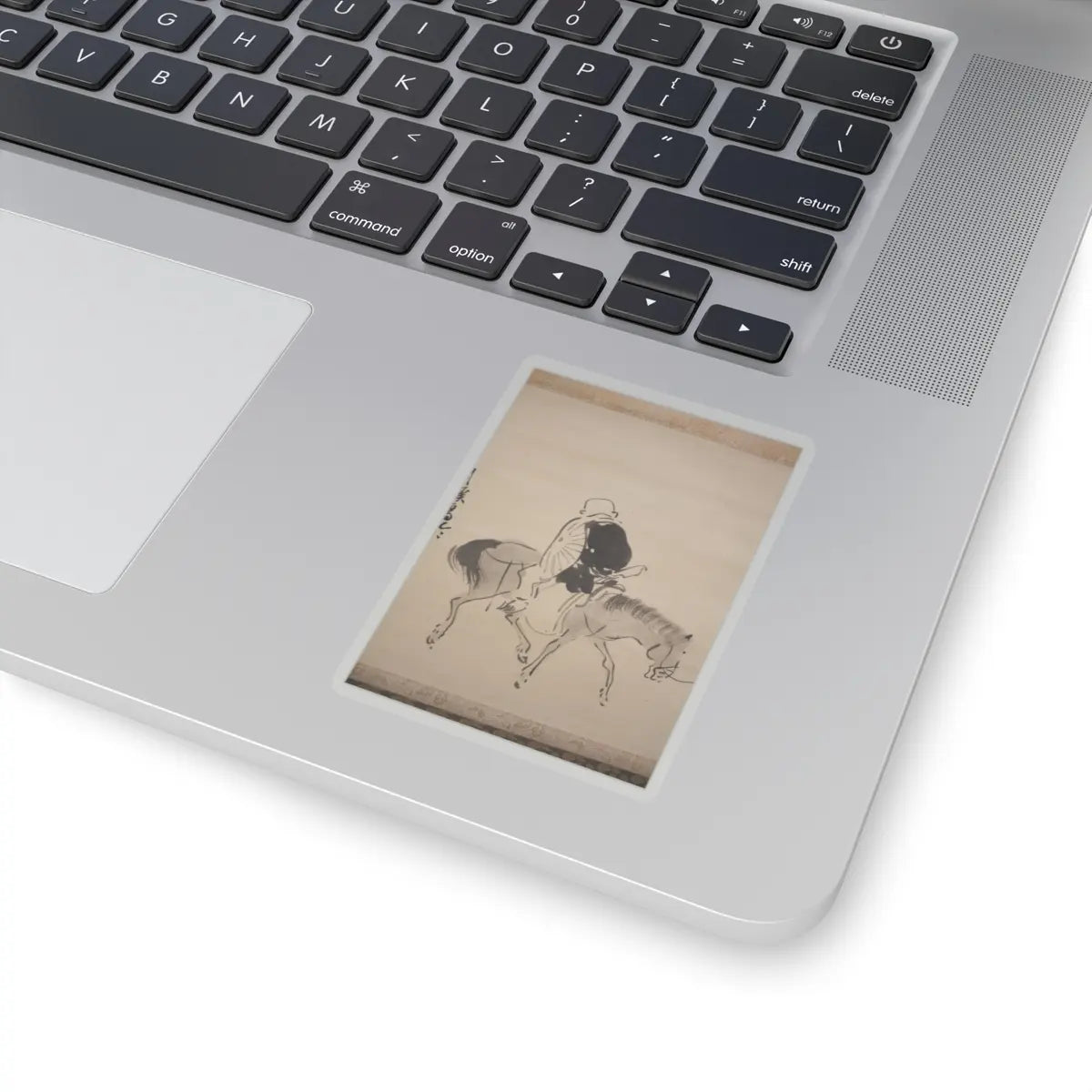 Matsumura Goshun - Monk Renshō Riding His Horse Backwards - after 1782, ca. 1784 v6 - STICKER Vinyl Kiss-Cut Decal