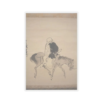 Matsumura Goshun - Monk Renshō Riding His Horse Backwards - after 1782, ca. 1784 v6 - STICKER Vinyl Kiss-Cut Decal