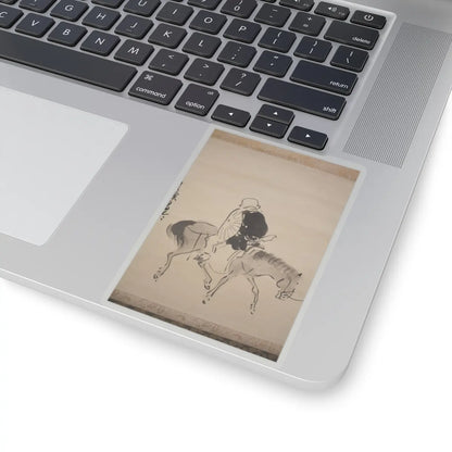 Matsumura Goshun - Monk Renshō Riding His Horse Backwards - after 1782, ca. 1784 v6 - STICKER Vinyl Kiss-Cut Decal
