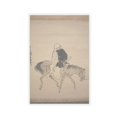 Matsumura Goshun - Monk Renshō Riding His Horse Backwards - after 1782, ca. 1784 v6 - STICKER Vinyl Kiss-Cut Decal