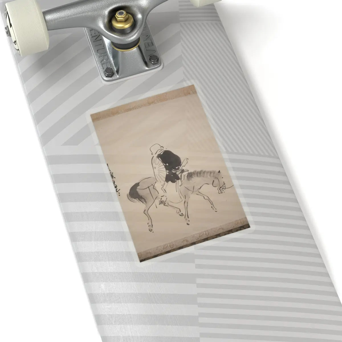 Matsumura Goshun - Monk Renshō Riding His Horse Backwards - after 1782, ca. 1784 v6 - STICKER Vinyl Kiss-Cut Decal