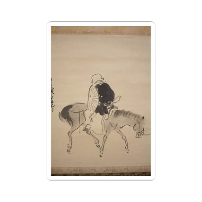 Matsumura Goshun - Monk Renshō Riding His Horse Backwards - after 1782, ca. 1784 v6 - STICKER Vinyl Kiss-Cut Decal