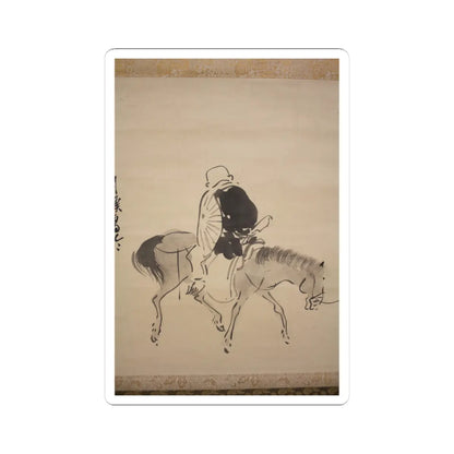 Matsumura Goshun - Monk Renshō Riding His Horse Backwards - after 1782, ca. 1784 v6 - STICKER Vinyl Kiss-Cut Decal