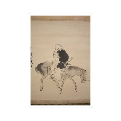 Matsumura Goshun - Monk Renshō Riding His Horse Backwards - after 1782, ca. 1784 v6 - STICKER Vinyl Kiss-Cut Decal