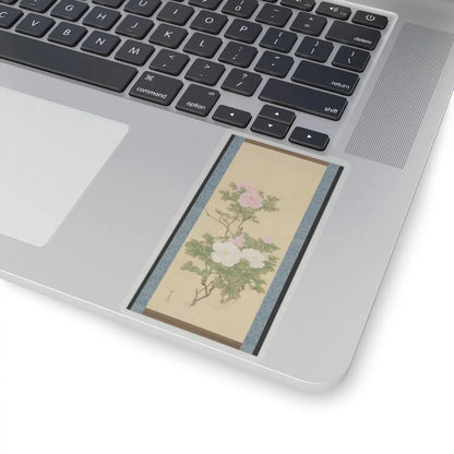 Matsumura Keibun - Tree Peonies and Chinese Poem on Peonies - ca. 1830s v5 - STICKER Vinyl Kiss-Cut Decal