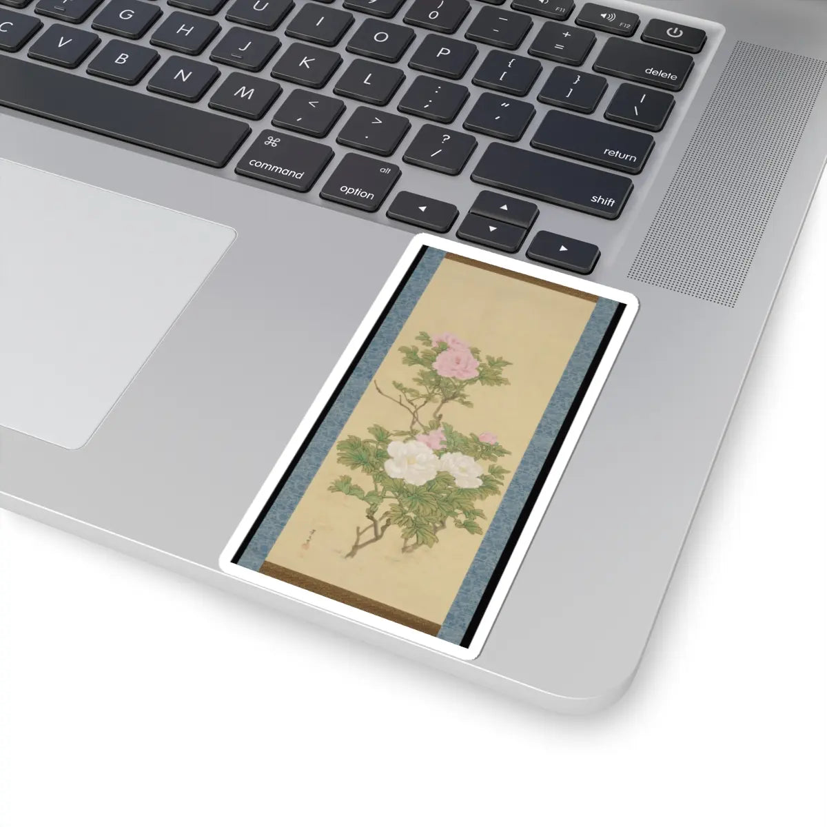 Matsumura Keibun - Tree Peonies and Chinese Poem on Peonies - ca. 1830s v5 - STICKER Vinyl Kiss-Cut Decal