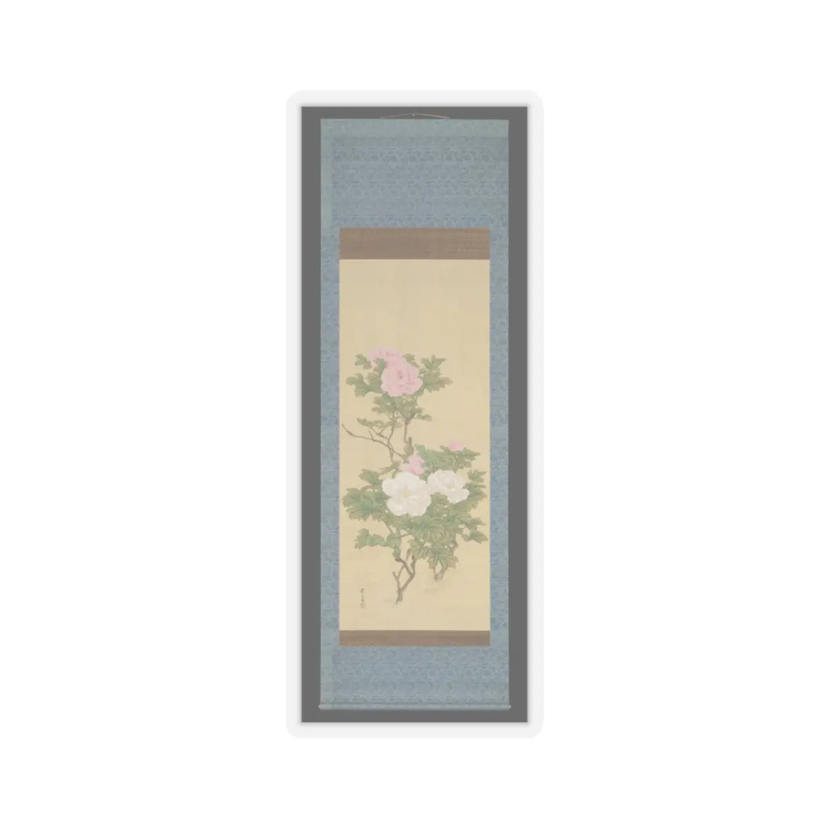 Matsumura Keibun - Tree Peonies and Chinese Poem on Peonies - ca. 1830s v6 - STICKER Vinyl Kiss-Cut Decal
