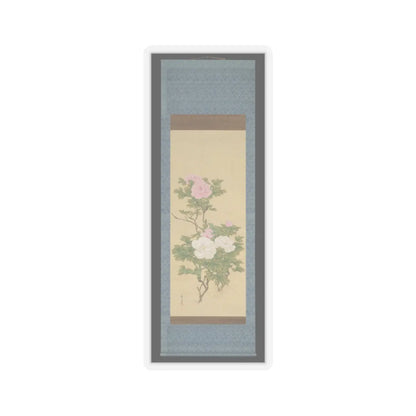Matsumura Keibun - Tree Peonies and Chinese Poem on Peonies - ca. 1830s v6 - STICKER Vinyl Kiss-Cut Decal
