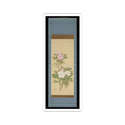 Matsumura Keibun - Tree Peonies and Chinese Poem on Peonies - ca. 1830s v6 - STICKER Vinyl Kiss-Cut Decal