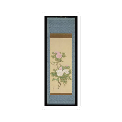Matsumura Keibun - Tree Peonies and Chinese Poem on Peonies - ca. 1830s v6 - STICKER Vinyl Kiss-Cut Decal