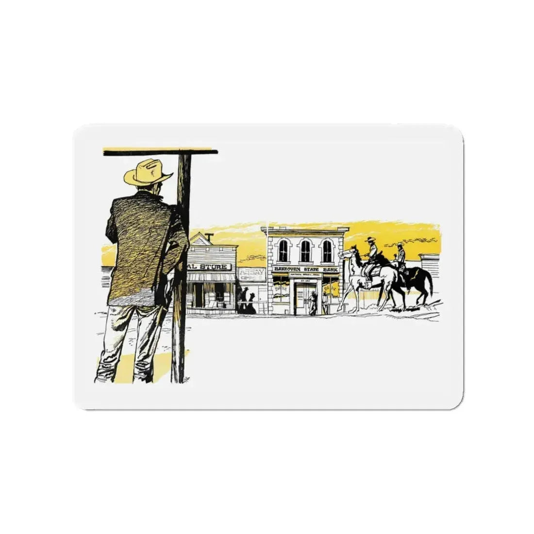 Matt Seery's Town, Bluebook, June 1953 (Magazine Illustration) Refrigerator Magnet 3 Inch - The Sticker Space