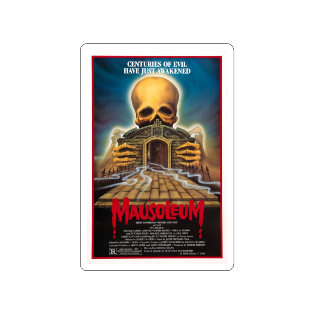 MAUSOLEUM 1983 Movie Poster STICKER Vinyl Die-Cut Decal-2 Inch-The Sticker Space