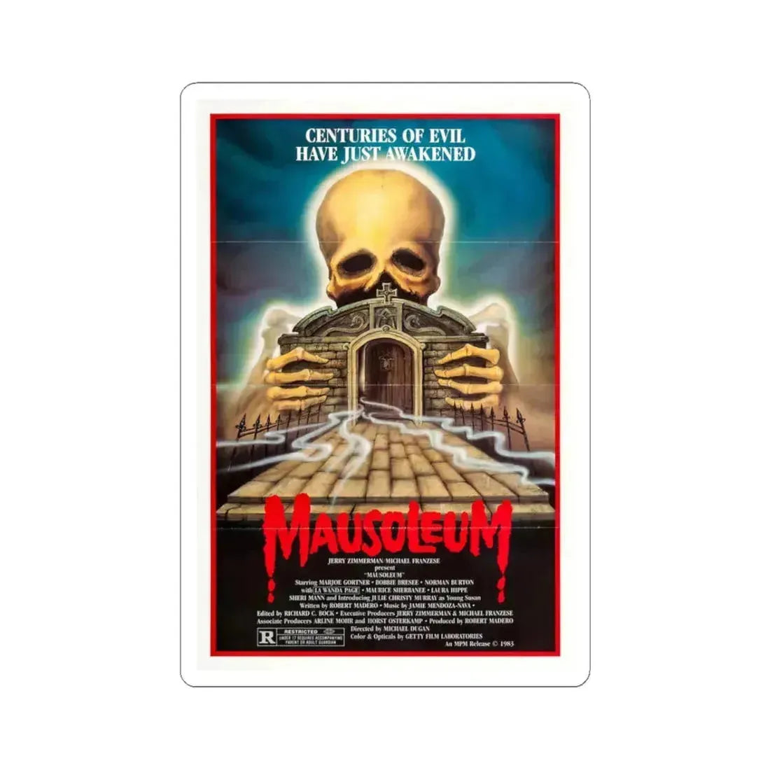 Mausoleum 1983 Movie Poster - STICKER Vinyl Kiss-Cut Decal 3 Inch White - The Sticker Space