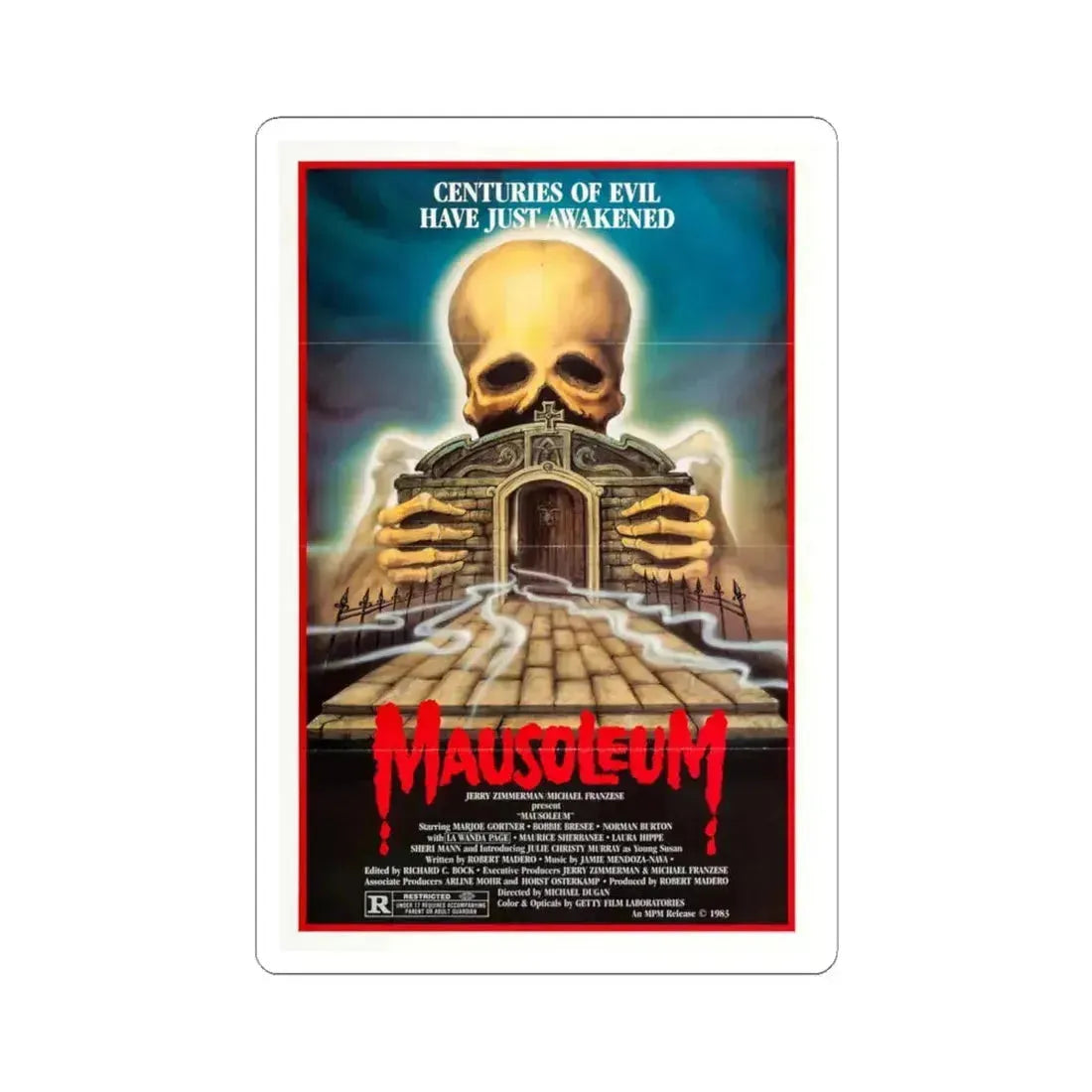 Mausoleum 1983 Movie Poster - STICKER Vinyl Kiss-Cut Decal 6 Inch White - The Sticker Space