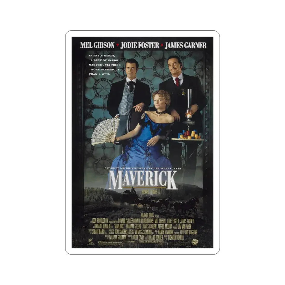 Maverick 1994 Movie Poster STICKER Vinyl Die-Cut Decal 5 Inch - The Sticker Space