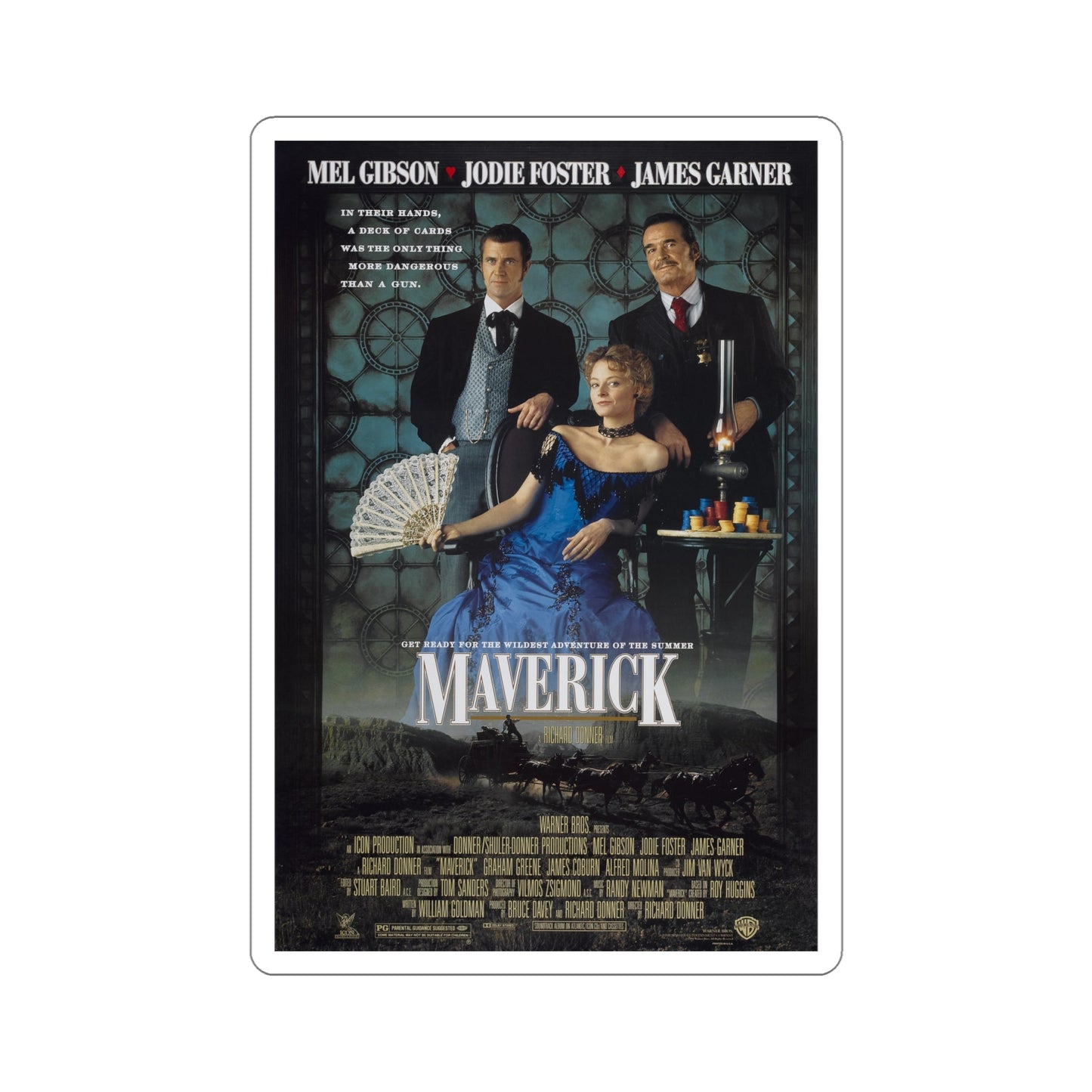 Maverick 1994 Movie Poster STICKER Vinyl Die-Cut Decal-6 Inch-The Sticker Space