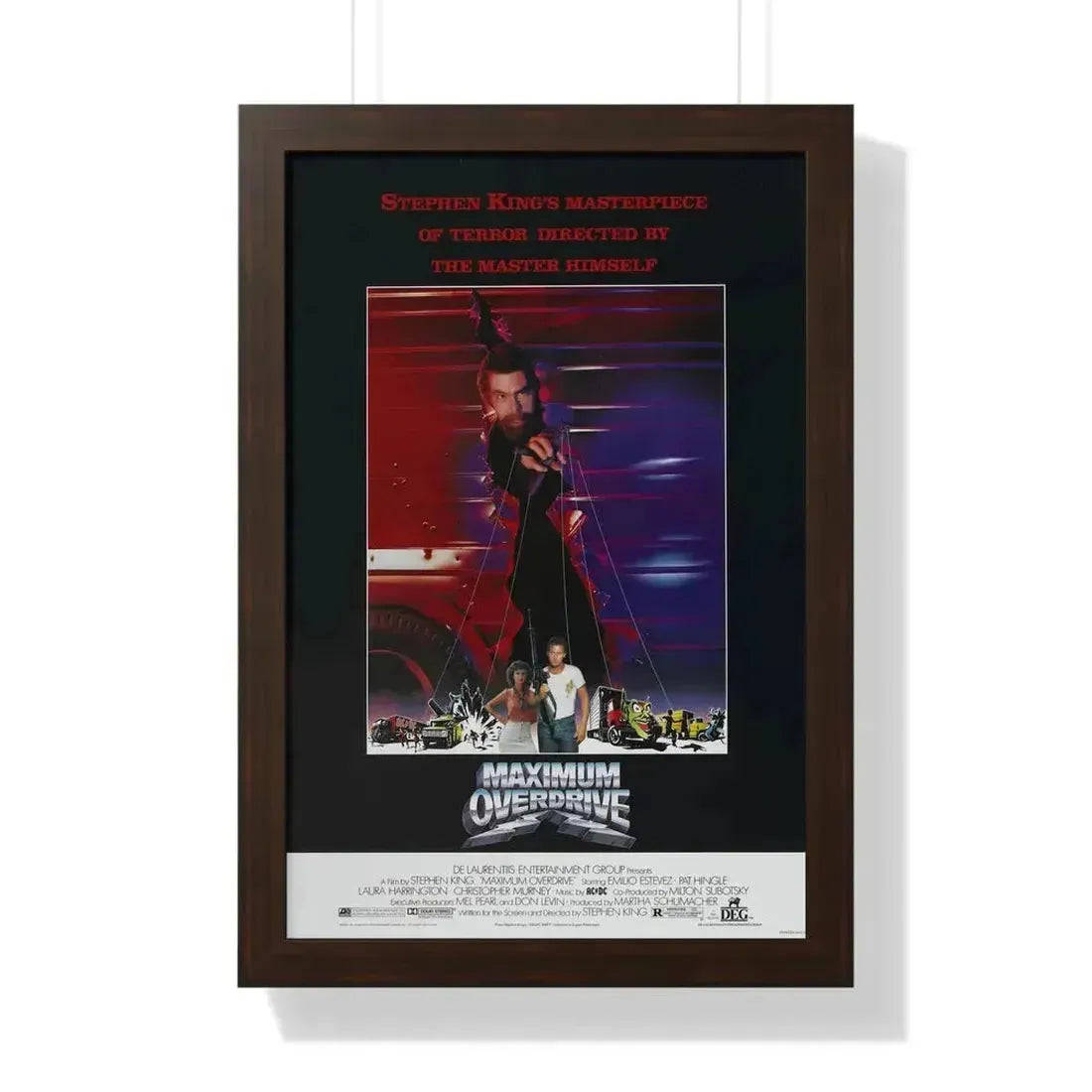 MAXIMUM OVERDRIVE 1986 - Framed Movie Poster 16″ x 24″ Walnut - The Sticker Space