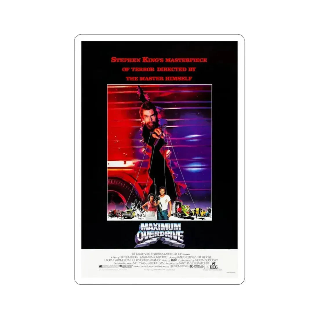 Maximum Overdrive 1986 Movie Poster - STICKER Vinyl Kiss-Cut Decal 4 Inch White - The Sticker Space