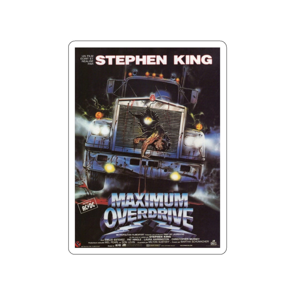 MAXIMUM OVERDRIVE (FRENCH) 1986 Movie Poster STICKER Vinyl Die-Cut Decal-2 Inch-The Sticker Space