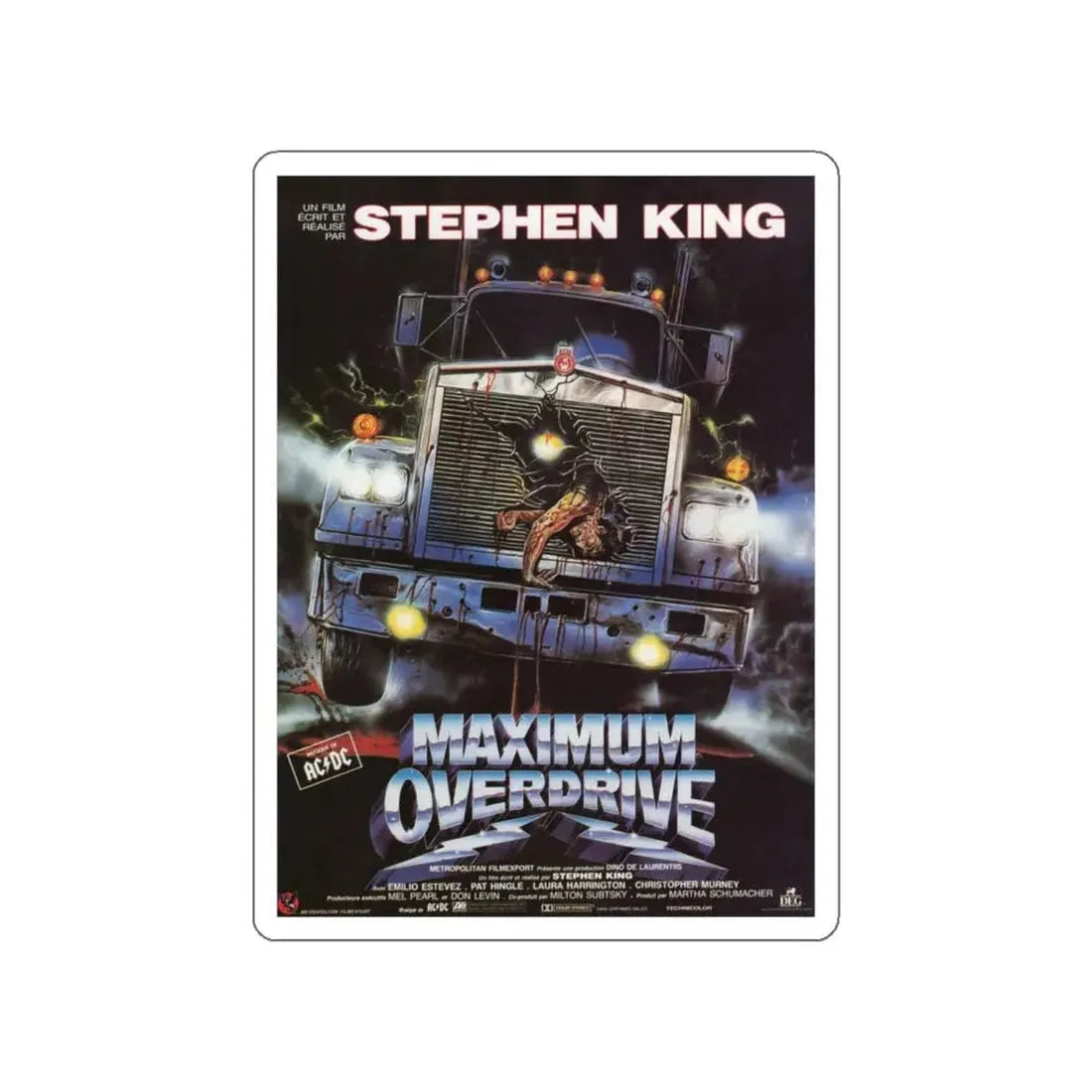 MAXIMUM OVERDRIVE (FRENCH) 1986 Movie Poster STICKER Vinyl Die-Cut Decal 5 Inch - The Sticker Space