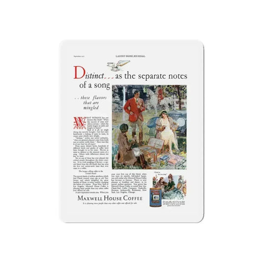 Maxwell House Coffee ad, Ladies' Home Journal, September 1927 (Magazine Illustration) Refrigerator Magnet 6 Inch Die-Cut - The Sticker Space