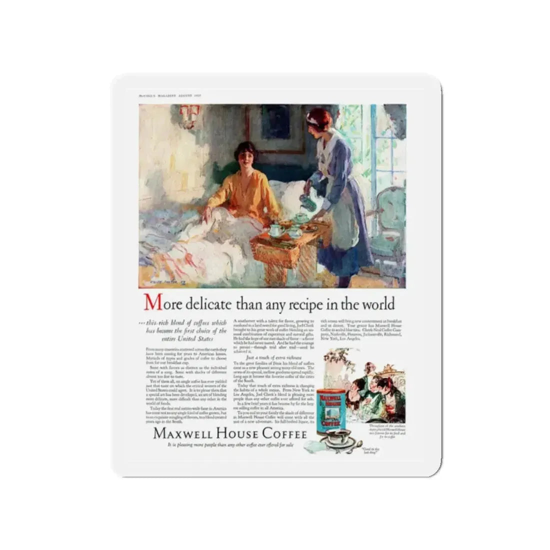 Maxwell House Coffee ad, McCall's, August 1927 (Magazine Illustration) Refrigerator Magnet - The Sticker Space