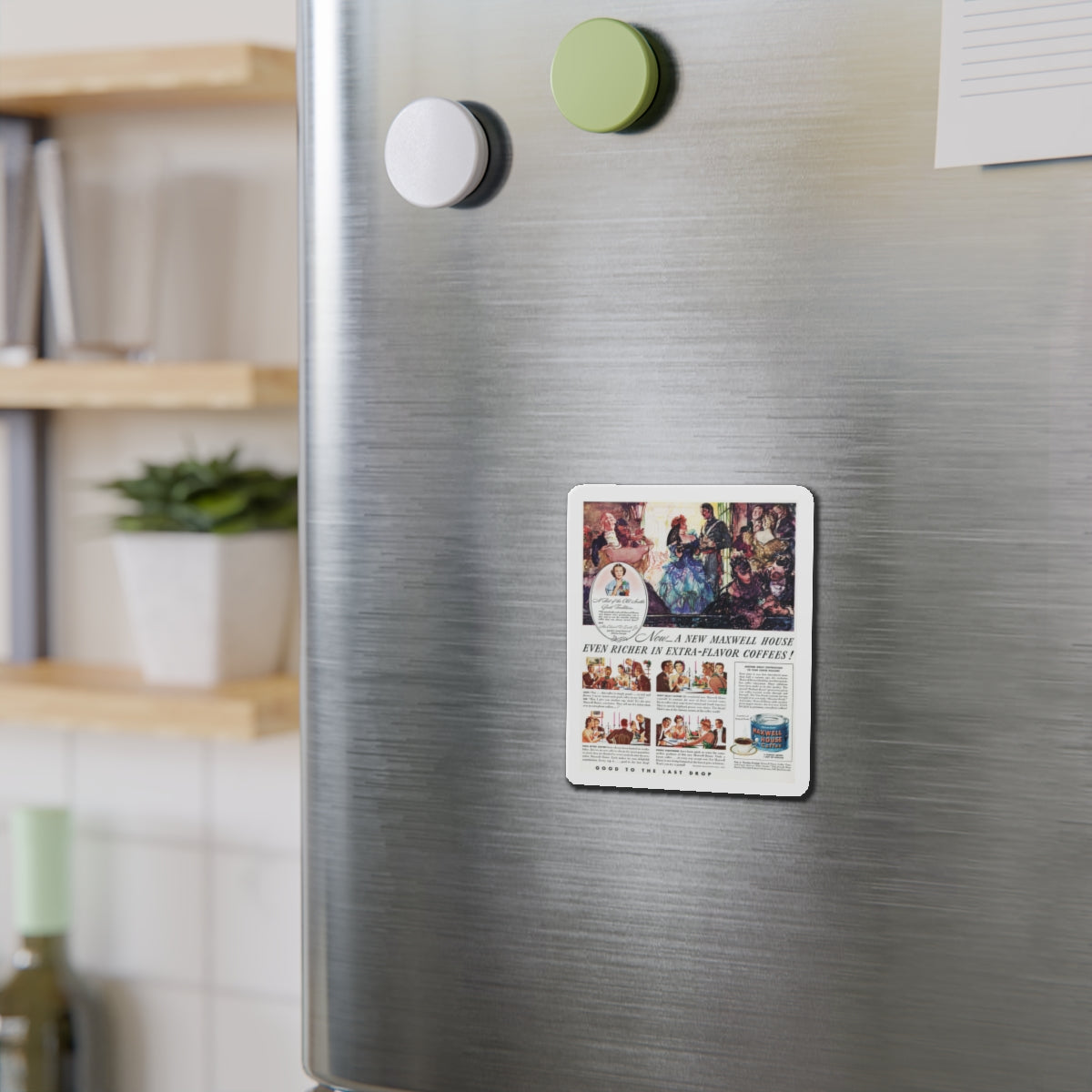 Maxwell House Coffee, adverisement (Magazine Illustration) Refrigerator Magnet-The Sticker Space