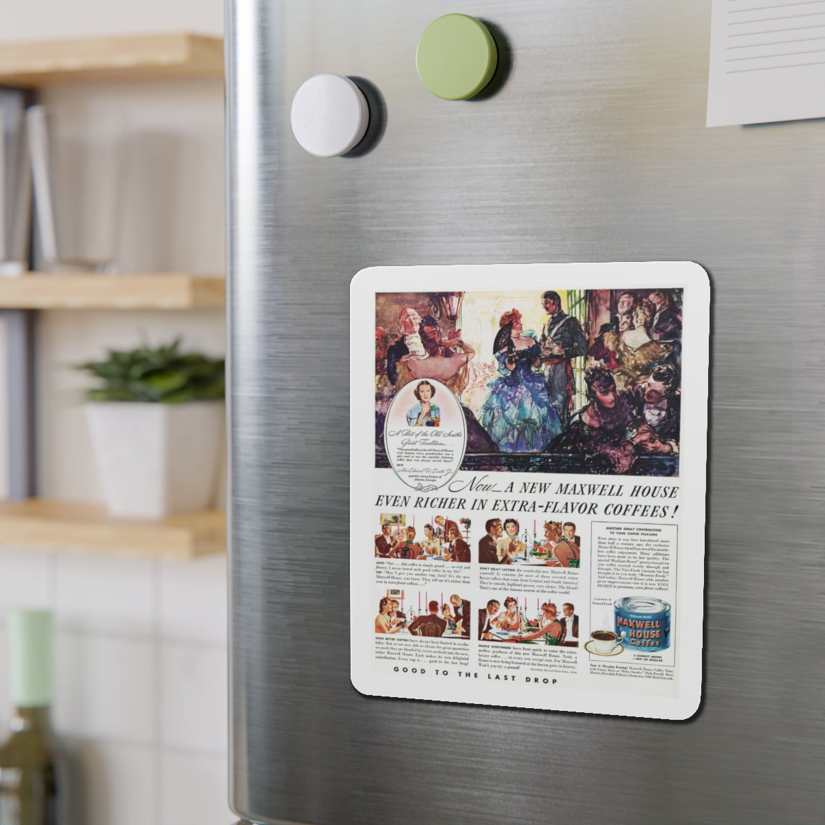 Maxwell House Coffee, adverisement (Magazine Illustration) Refrigerator Magnet-The Sticker Space