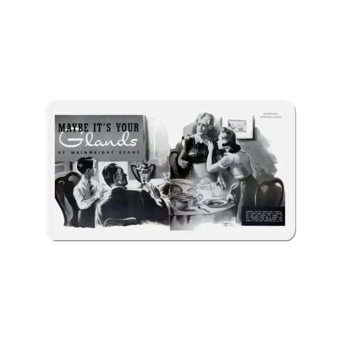 Maybe It's Your Glands, Physical Culture, September 1940 (Magazine Illustration) Refrigerator Magnet 2 Inch Die-Cut - The Sticker Space