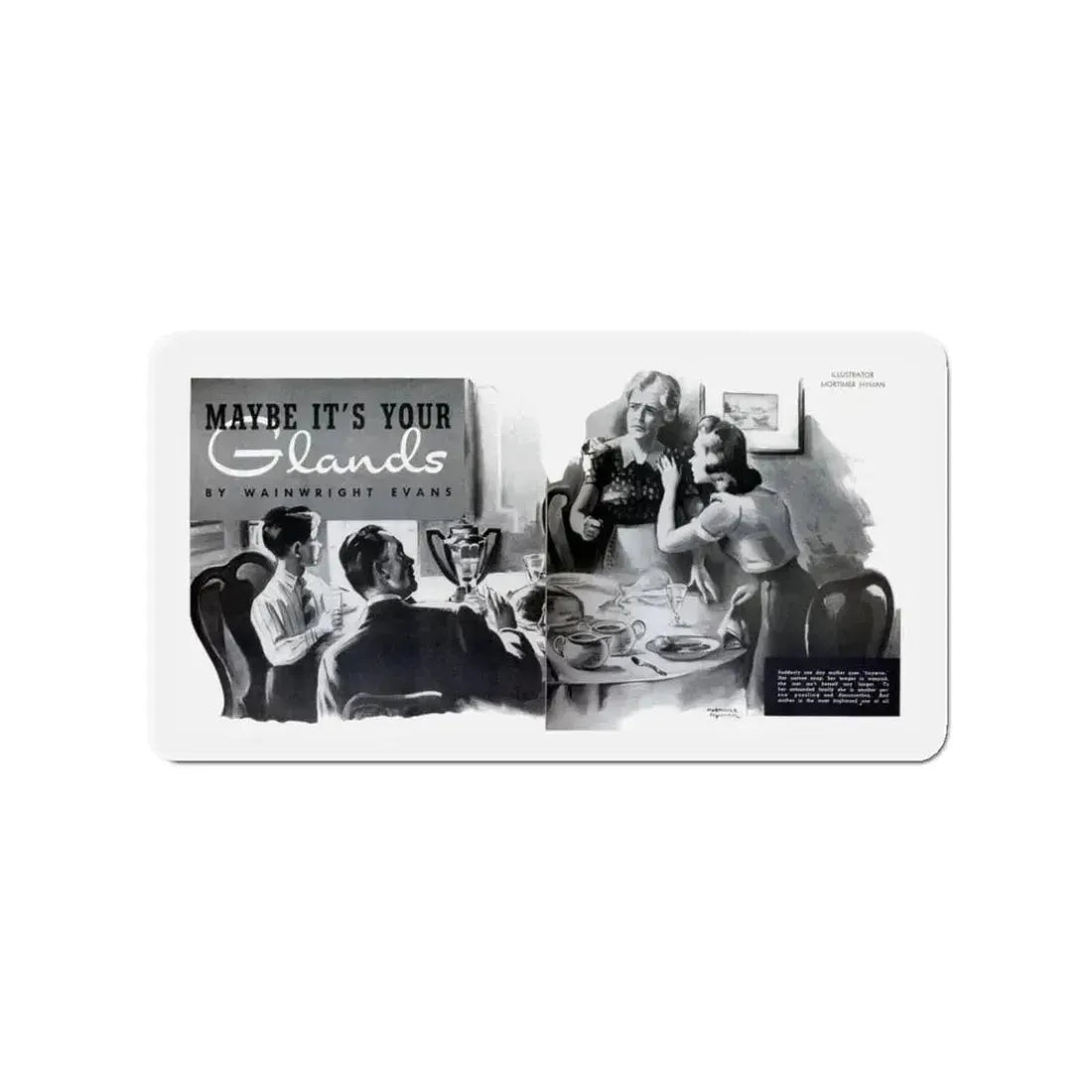 Maybe It's Your Glands, Physical Culture, September 1940 (Magazine Illustration) Refrigerator Magnet 3 Inch Die-Cut - The Sticker Space