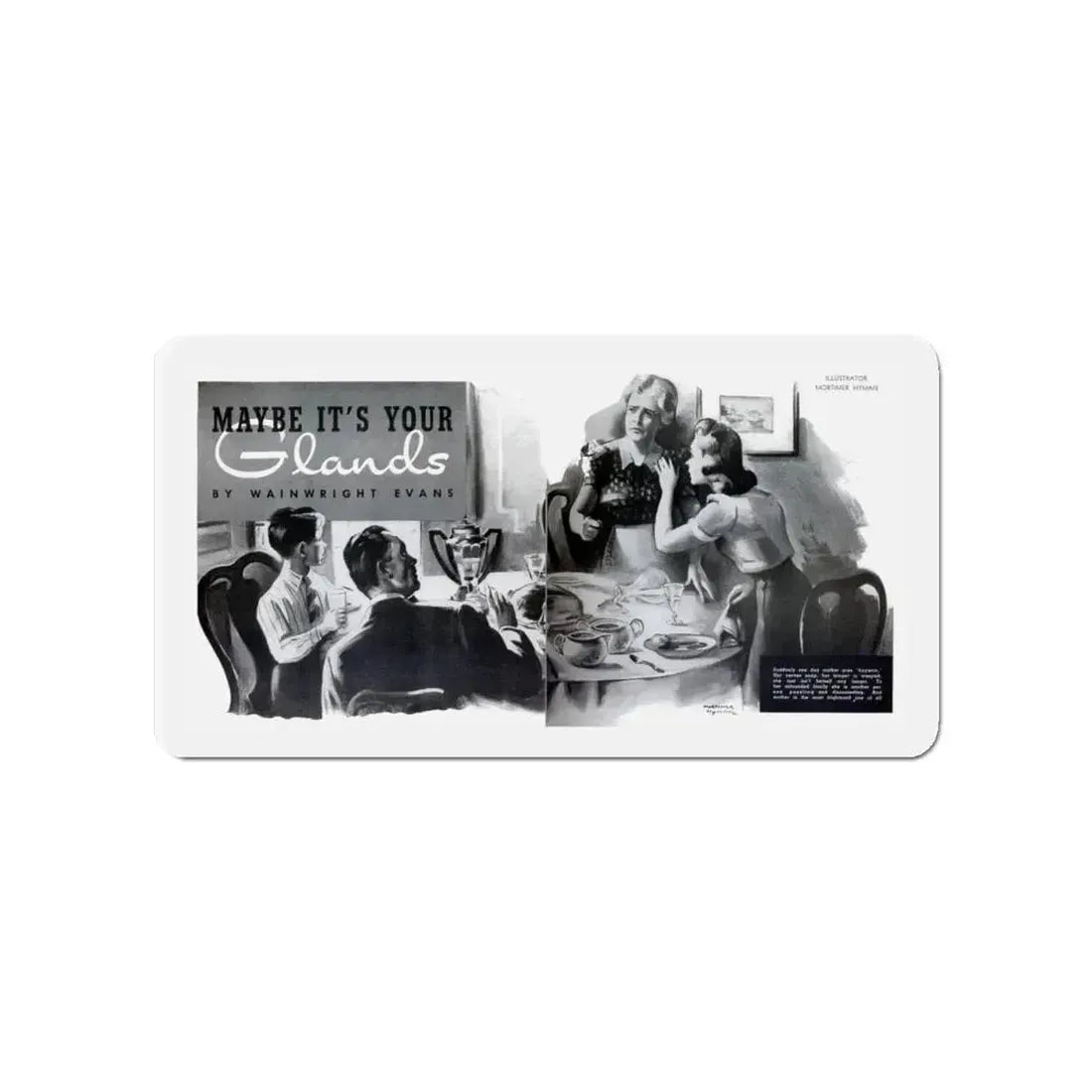 Maybe It's Your Glands, Physical Culture, September 1940 (Magazine Illustration) Refrigerator Magnet 4 Inch Die-Cut - The Sticker Space