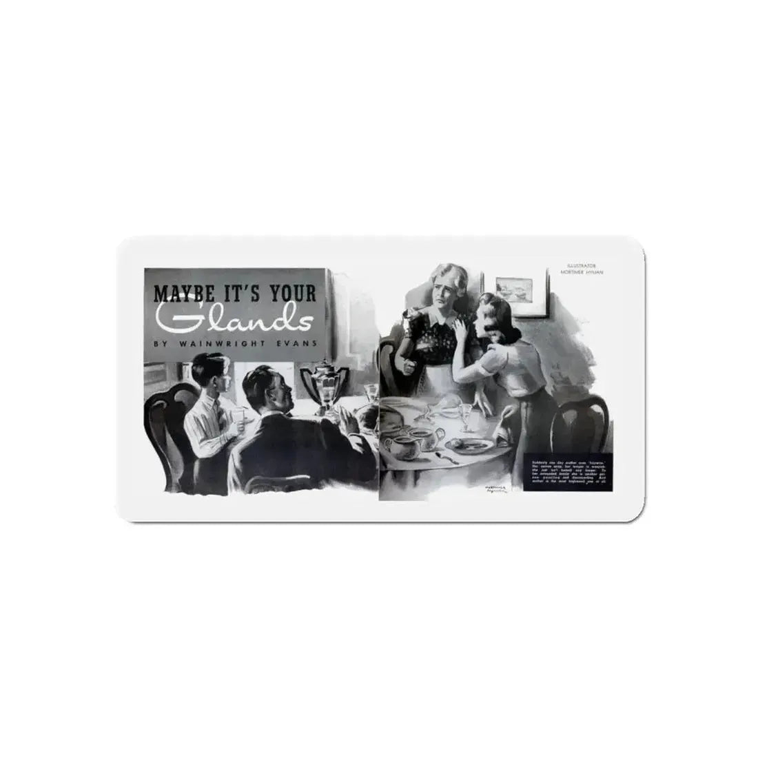 Maybe It's Your Glands, Physical Culture, September 1940 (Magazine Illustration) Refrigerator Magnet 6 Inch Die-Cut - The Sticker Space